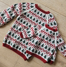 Last inn bildet i Galleri-visningsprogrammet, Strikkeoppskrift på julegenser til barn med hjerter og juletrær grantrær